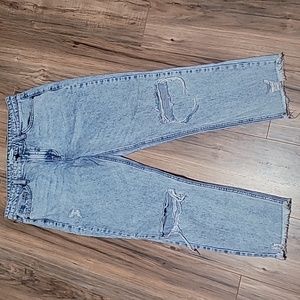 Stone Wash, Straight leg, Cropped Jeans